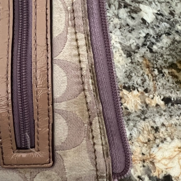 Coach Signature Satin Crossbody Purse Bag Lilac/Lilac Silver Half Moon Shaped - Picture 10 of 12